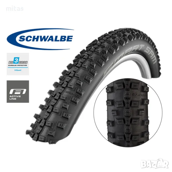 Външна гума за колело SCHWALBE (27.5x2.25) (29х2.25) K-Guard, Олекотена, снимка 1