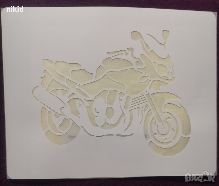 Мотор Мотоциклет стенсил шаблон спрей торта украса бисквитки фондан силиконов шаблон, снимка 1