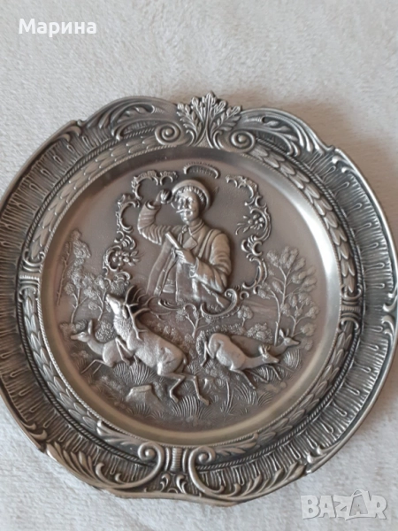 Чиния за стена, пано от калай Antik*Vintage #95, снимка 1