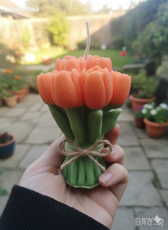 Лалета в букет – Ръчна изработка / Ароматна декорация, снимка 1