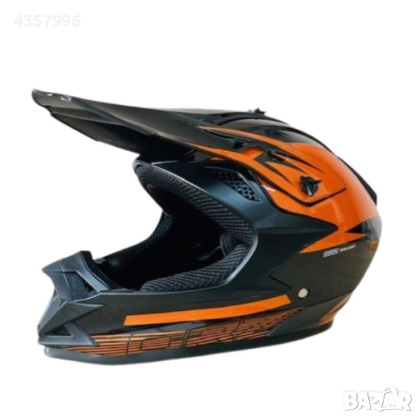 Кросова каска, Мото, Атв, Вело и др, S - M, Черно с оранжево, снимка 1