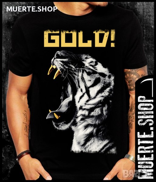 Черна тениска с щампа TIGER GOLD, снимка 1