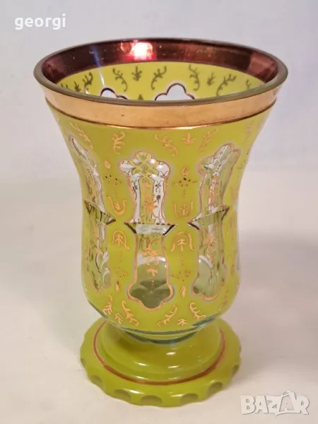 ретро кристална чаша с позлата Bohemia , снимка 1