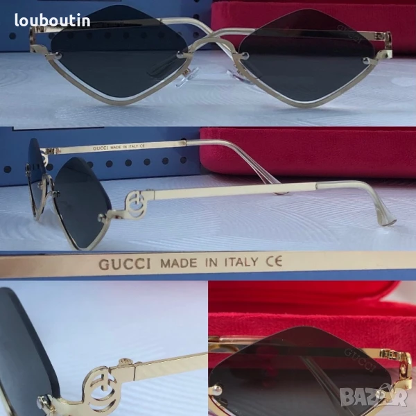 GUCCI дамски слънчеви очила ромб 2 цвята черни кафяви, снимка 1