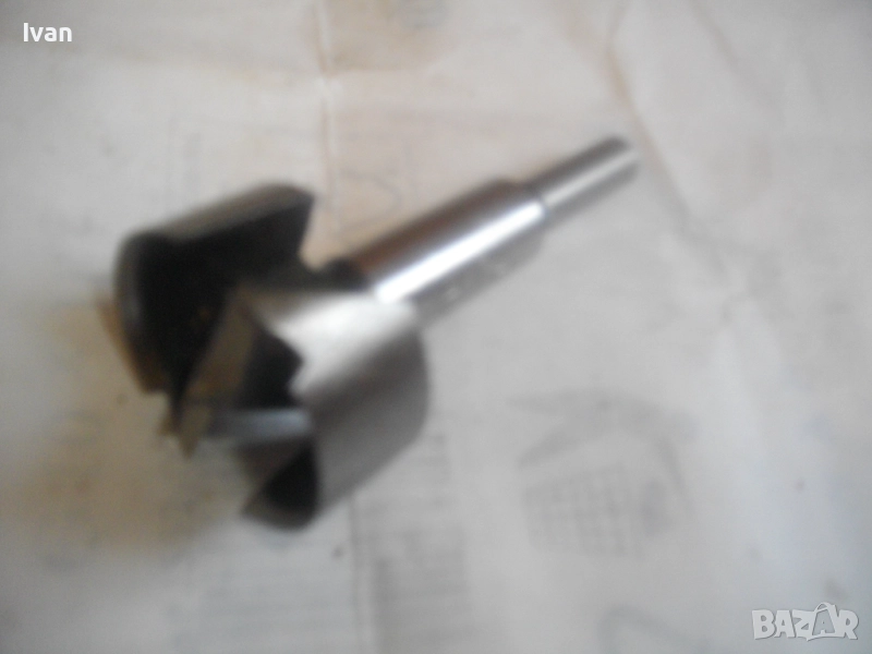 Нов Западна Германия старо качество голям фрезер ф40мм за отвори в дърво захват опашка ф 8мм KBW , снимка 1