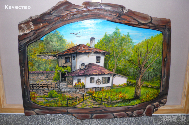 Маслена картина върху дървено пано , снимка 1