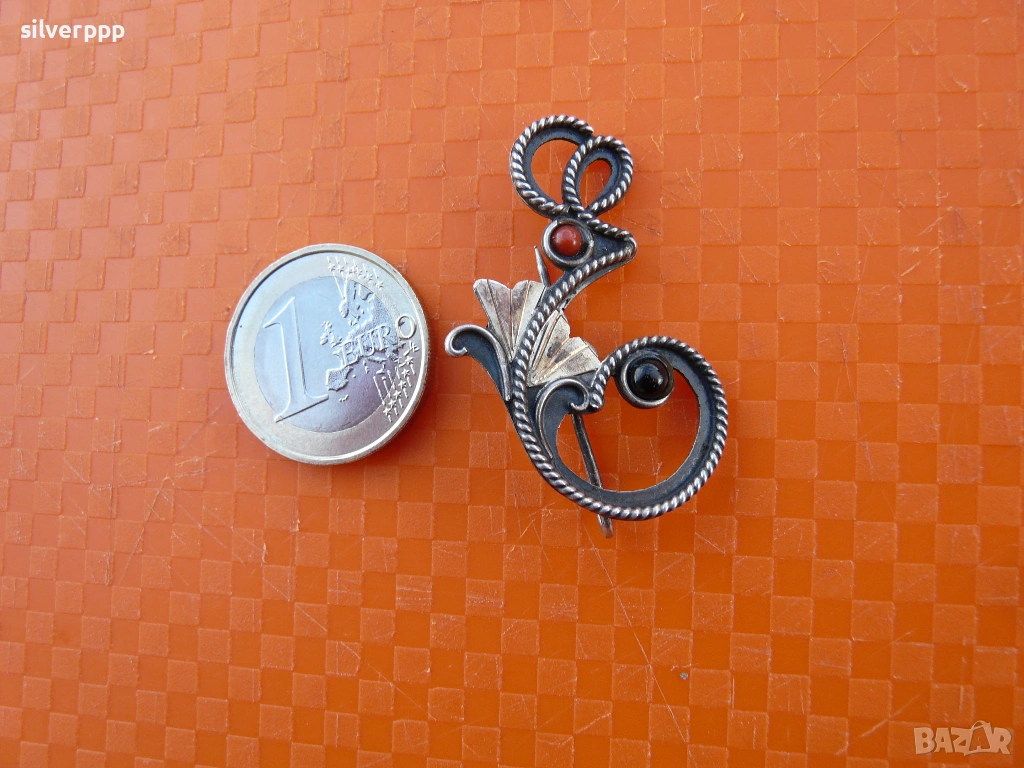  Сребърна брошка - 4 , снимка 1