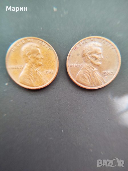 ДВЕ Линкълн монети на границата на две технологии на USA, снимка 1