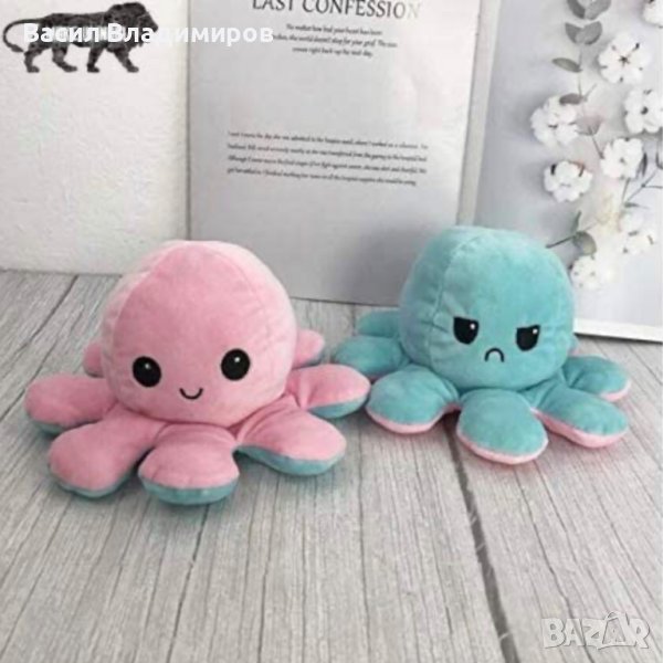 10 броя Плюшен октопод с две лица - МИКС ЦВЕТОВЕ, снимка 1