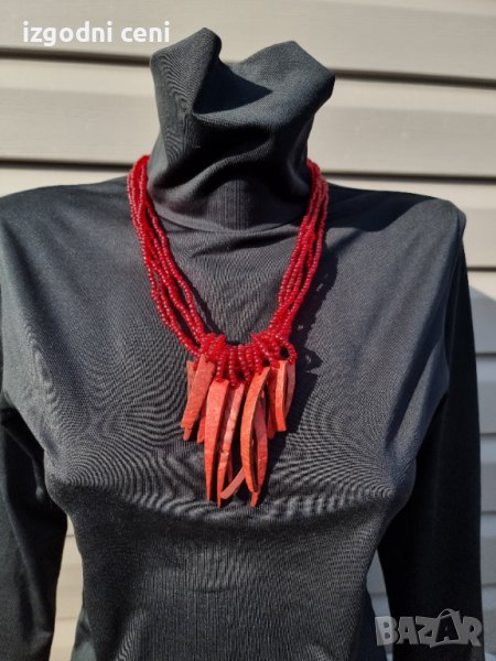 Дълго колие в  червено (модел 7), снимка 1
