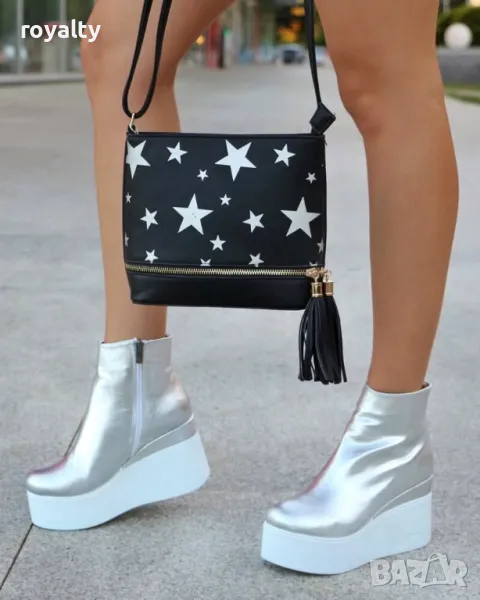 Боти на платформа - Кожа, снимка 1