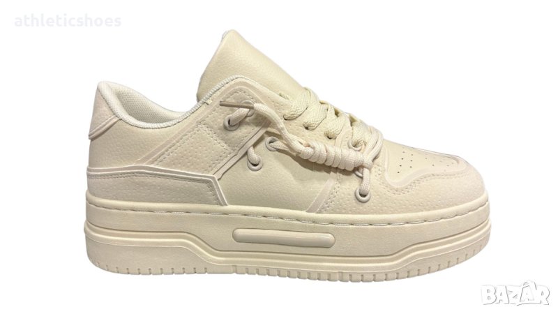 Дамски маратонки в бежово на платформа, снимка 1