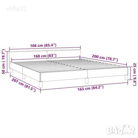 vidaXL Рамка за легло без матрак, тъмносиня, 160x200 см, кадифе, снимка 9 - Спални и легла - 56147158