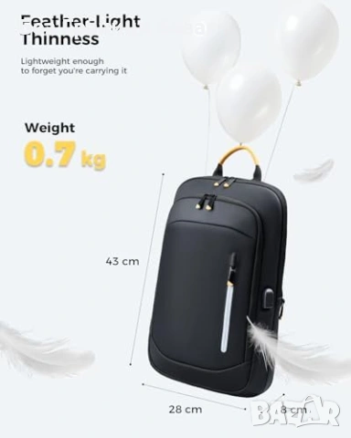 Нова Раница за компютър 15.6", 50% повече място, USB зареждане, черна, снимка 3 - Раници - 53520882