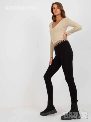 Дамски черен ежедневен памучен клин, снимка 5 - Клинове - 52129326