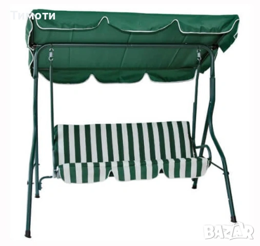  градинска люлка  със сенник,  зелено-бяло