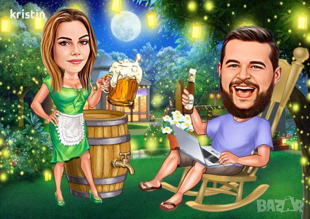 Карикатура за двойка, снимка 2 - Подаръци за юбилей - 38368137