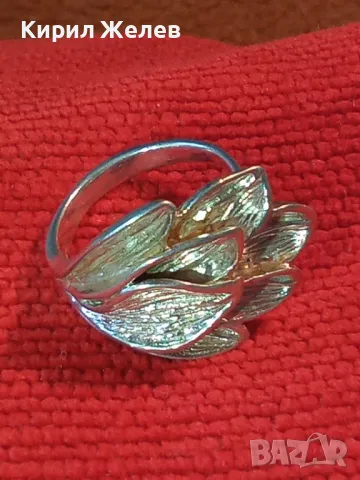 РАЗКОШЕН ФЛОРАЛЕН СРЕБЪРЕН ПРЪСТЕН СРЕБРО 925 с БЯЛА ПОЗЛАТА ХУДОЖЕСТВЕНА БИЖУТЕРСКА ИЗРАБОТКА 49297, снимка 11 - Пръстени - 49866081