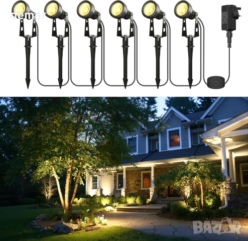 Градински прожектори Zuske 6-в-1 LED външни прожектори с адаптер, IP65