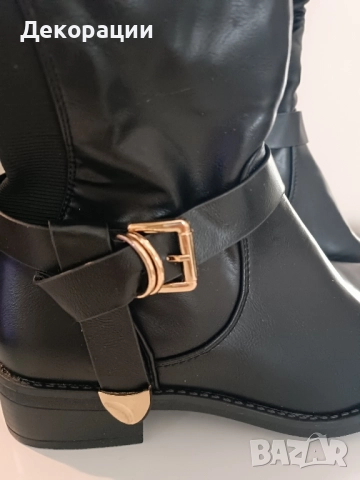 нови дамски високи черни ботуши , снимка 2 - Дамски ботуши - 52535089