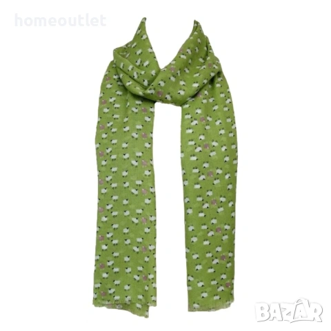 ПРОМОЦИЯ Многофункционален дамски шал в свеж зелен нюанс с принт на овчици PEONY P-4049 KIWI