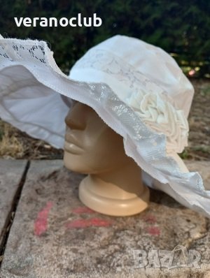 Капела Бяла Лукс Елеганца Памучен плат, снимка 7 - Шапки - 39920012