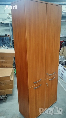 Двукрил гардероб с четири врати - Офис шкаф с рафтове 80/35/200 см, снимка 5 - Шкафове и рафтове - 53574879
