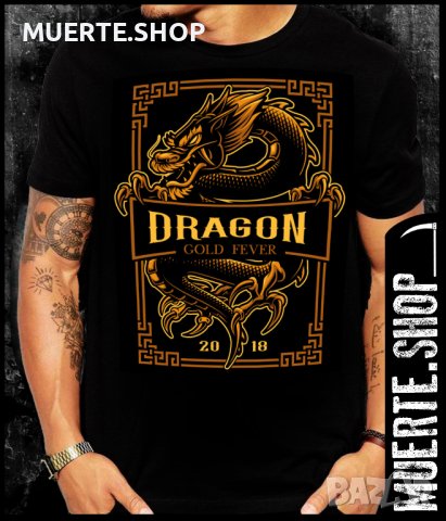 Черна тениска с щампа DRAGON GOLD FEVER