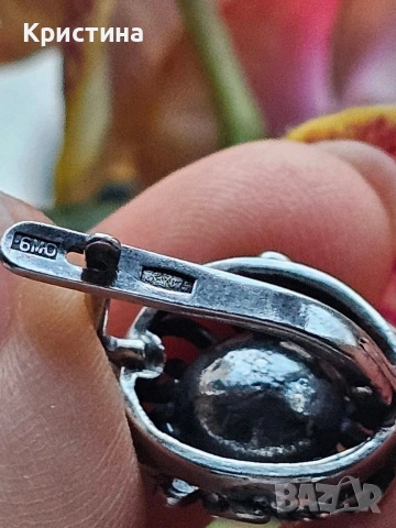 Руски (СССР) сребърни обеци, снимка 3 - Обеци - 53067329