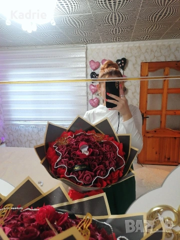 вечен букет с кутия за пръстен , снимка 3 - Подаръци за жени - 53201430