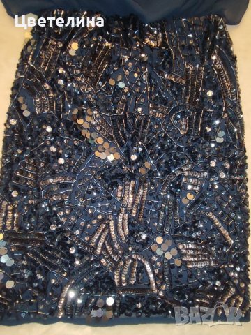 Официална дамска рокля в тъмносин цвят с пайети и камъни LACE & BEADS размер XS цена 80 лв.+ подарък, снимка 3 - Рокли - 42684753