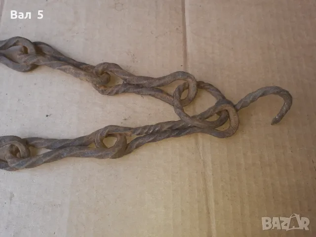 Стара верига за огнище от ковано желязо , здрава, снимка 2 - Антикварни и старинни предмети - 50327363