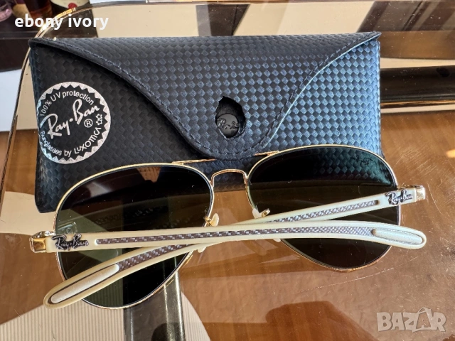 Оригинални слънчеви очила RayBan Aviators с карбонови наушници и стъкла G15, снимка 2 - Слънчеви и диоптрични очила - 53583222