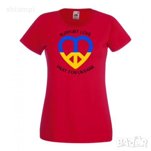Дамска тениска SUPPORT LOVE PRAY FOR UKRAINE,Укркайна, против Войната, снимка 5 - Тениски - 36114890