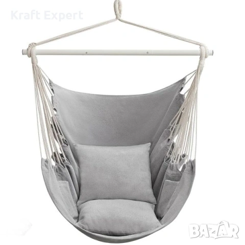 Стол Хамак X-Large с 2 Възглавници и Страничен Джоб – Висяща Люлка, снимка 6 - Градински мебели, декорация  - 53699164