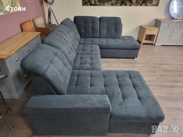 ПРОМОЦИЯ!!!Тъмно сив П - образен ъглов диван Nixon с функция сън, снимка 4 - Дивани и мека мебел - 52829905