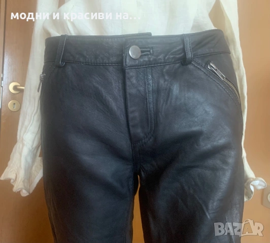 Дамски кожен панталон, размер М, снимка 2 - Панталони - 53219414