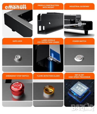 ACMER P2 10W 800лв 20W 2600лв 33W 2200лв CNC лазер лазерно гравиране рязане метал, снимка 7 - Други машини и части - 40306414