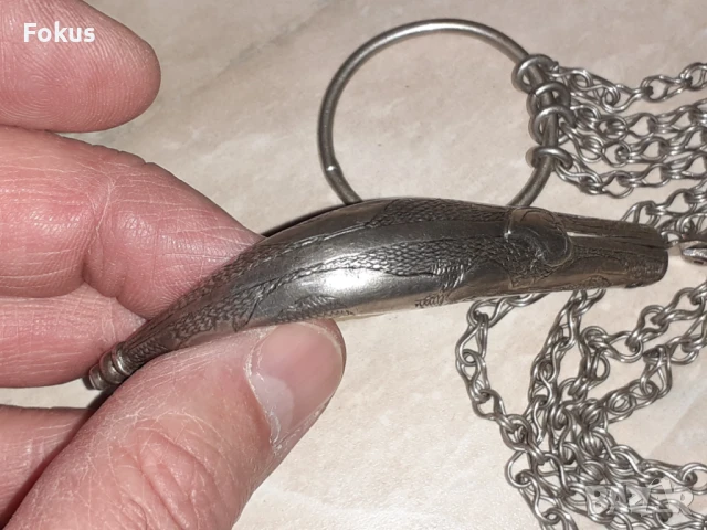 Страхотен голям османски сребърен кюстек с джобно ножче, снимка 4 - Антикварни и старинни предмети - 51074655