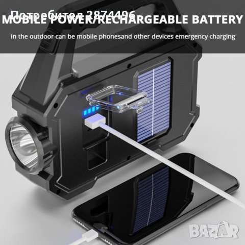 3963 YD2205B Прожектор със соларен панел, снимка 4 - Прожектори - 41573760