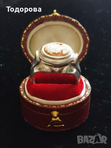 Масивен поръчков сребърен пръстен с камея, снимка 2 - Пръстени - 53863612