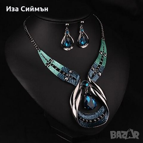 Стилно колие и обици - комплект, снимка 2 - Бижутерийни комплекти - 34520722