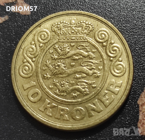 Монета Дания 10 крони, 1989