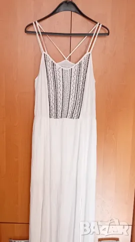 Бяла рокля с цепки , снимка 3 - Рокли - 47331217