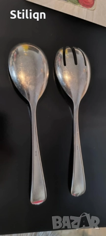 Комплект от големи прибори за салата дълбоко посребрени!, снимка 3 - Прибори за хранене, готвене и сервиране - 52915199