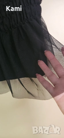 Черна ефирна блуза, HM, XS размер , снимка 3 - Корсети, бюстиета, топове - 53835583