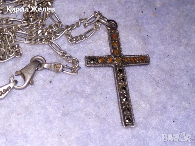 Стар МАРКАЗИТЕН СРЕБЪРЕН АРТ КРЪСТ СРЕБРО 925 с АВТОРСКА СРЕБЪРНА 925 КАРТИЕ ПЛЕТКА ВЕРИЖКА 38533, снимка 12 - Колиета, медальони, синджири - 41451029