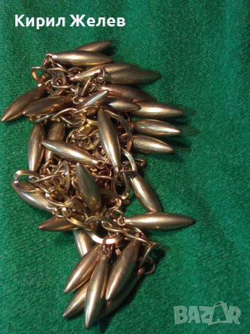 ЗЛАТИСТО СТАРО МЕСИНГОВО КОЛИЕ ВИНТИДЖ ОГЪРЛИЦА с МНОГО ВИСУЛКИ 4946, снимка 2 - Колиета, медальони, синджири - 35273862