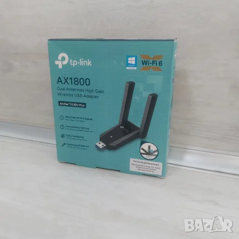 Нов Двубандов Wi-Fi 6 Безжичен USB Адаптер TP-Link AX1800 (Archer TX20U Plus), снимка 3 - Мрежови адаптери - 56255828