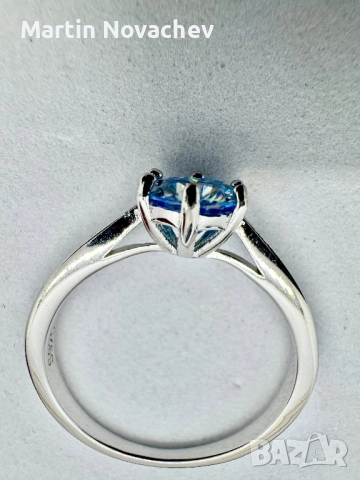 Сребърен пръстен с мойсанит (Диамант) 1 карат, снимка 9 - Пръстени - 51696155